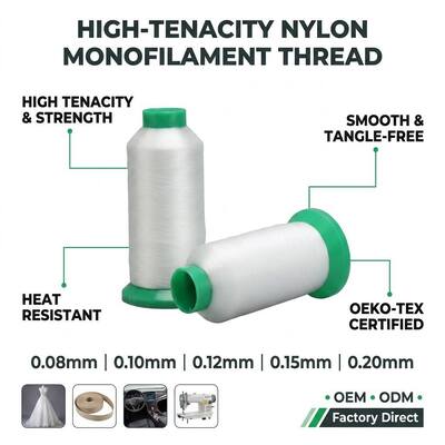 60D 80D 100D 0.10MM 0.12MM 0.14MM Monofilament Yarn Nylon Polyester PP PE cho dệt webbing thêu nhà máy bán buôn